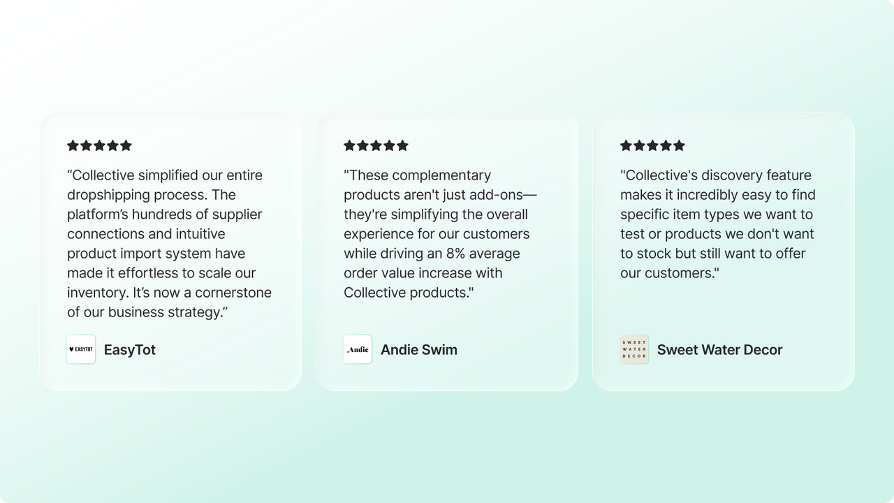 Selection of 5-star reviews from three retailers