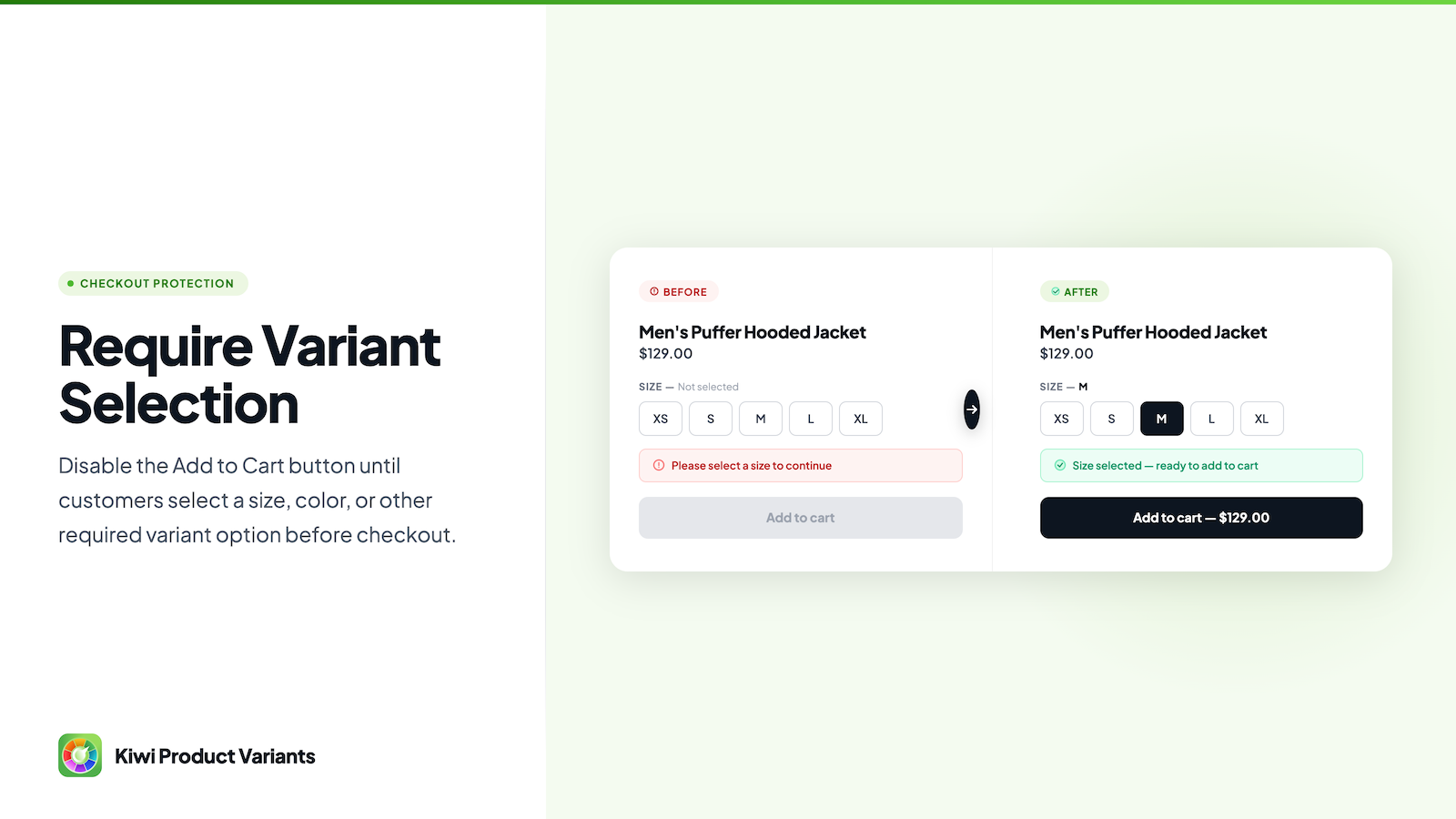 Add to Cart disabled until a variant is selected
