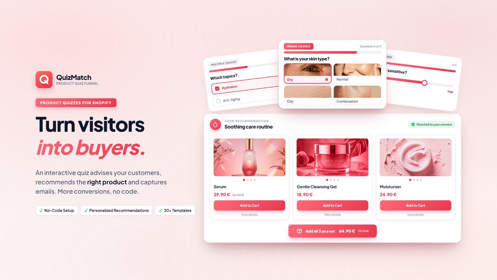 Quiz with product recommendations and bundle discount