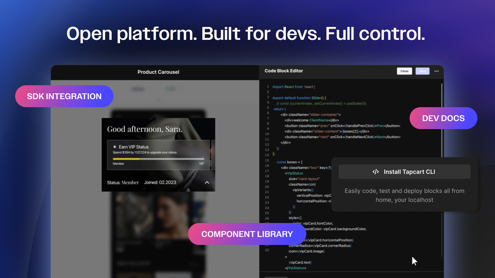 Developer tools for building and extending your mobile app