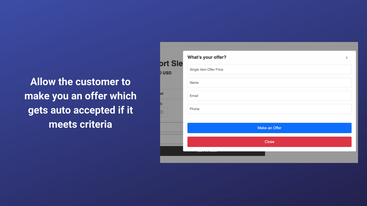 Make an offer Popup