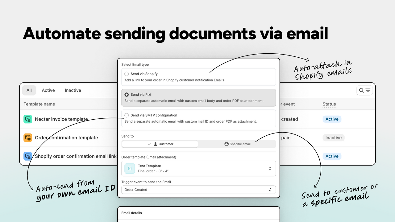 Send Invoice email via SMTP, Shopify Email and Custom Email