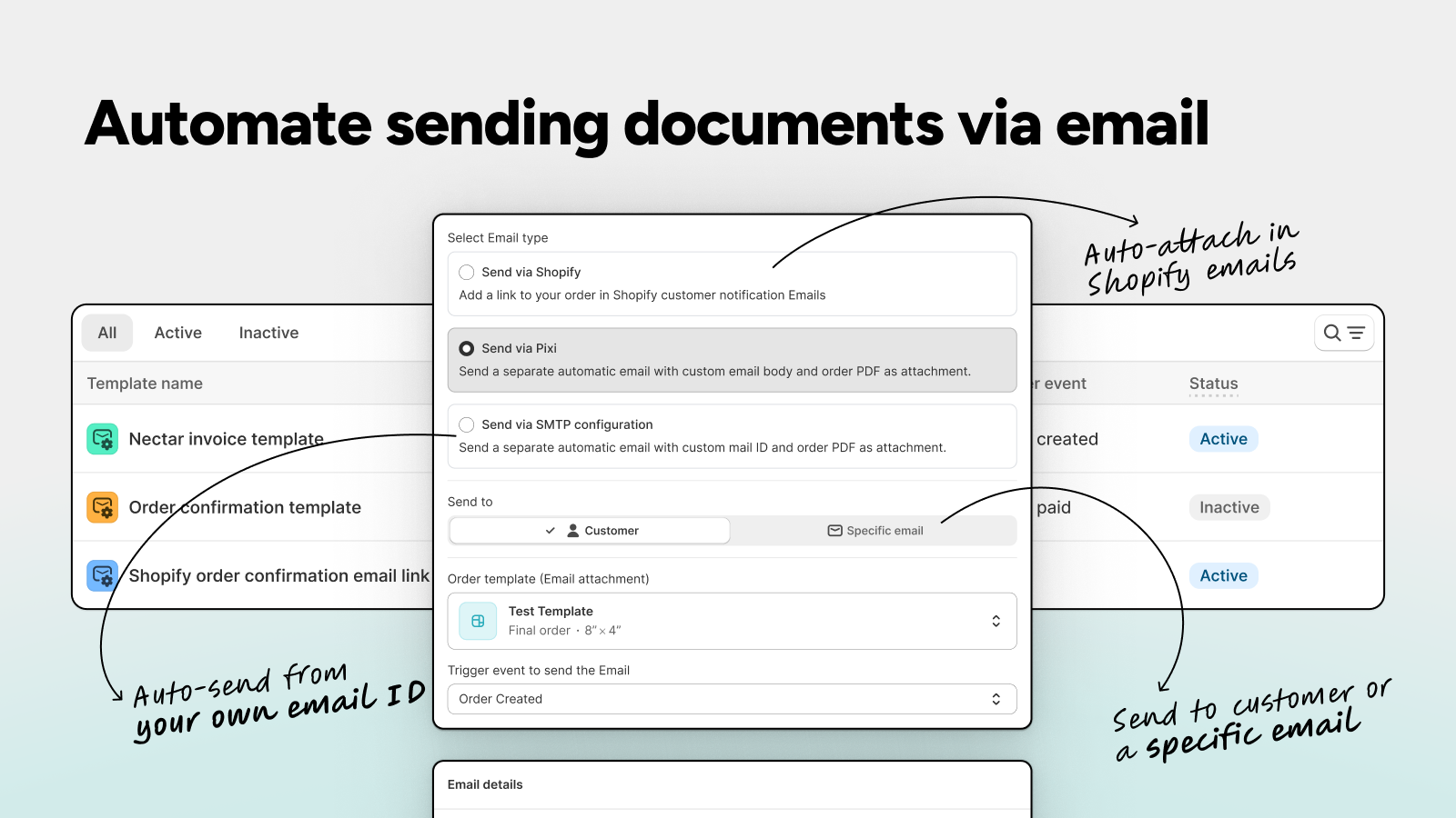 Send Invoice email via SMTP, Shopify Email and Custom Email