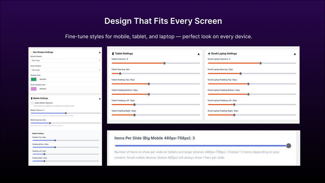 ShopVisual - Feature Icons, settings for all devices