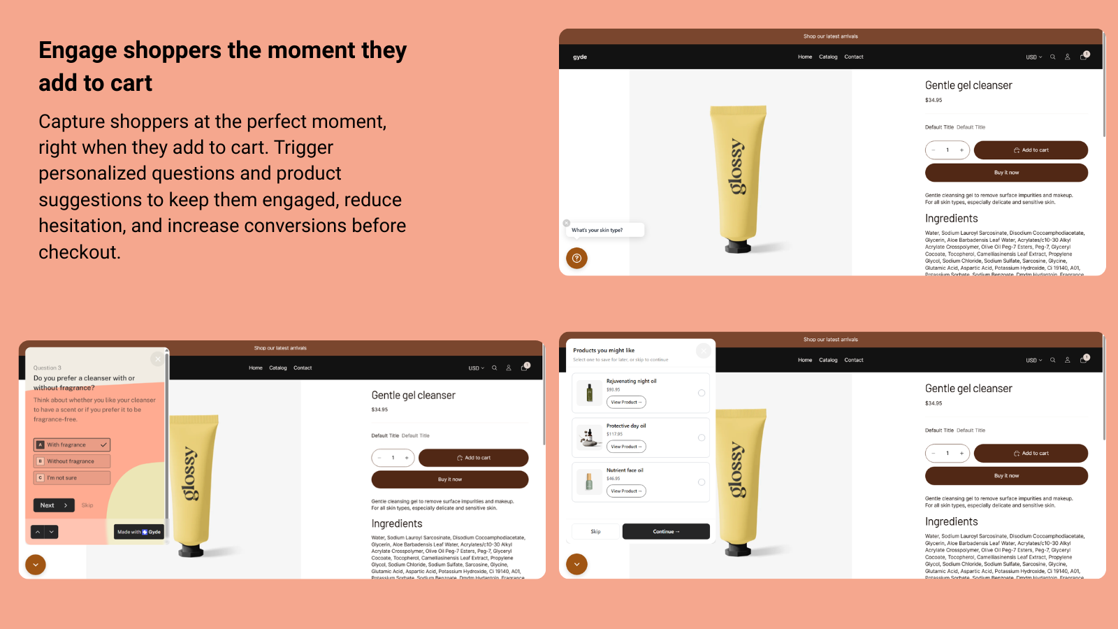 product page popup