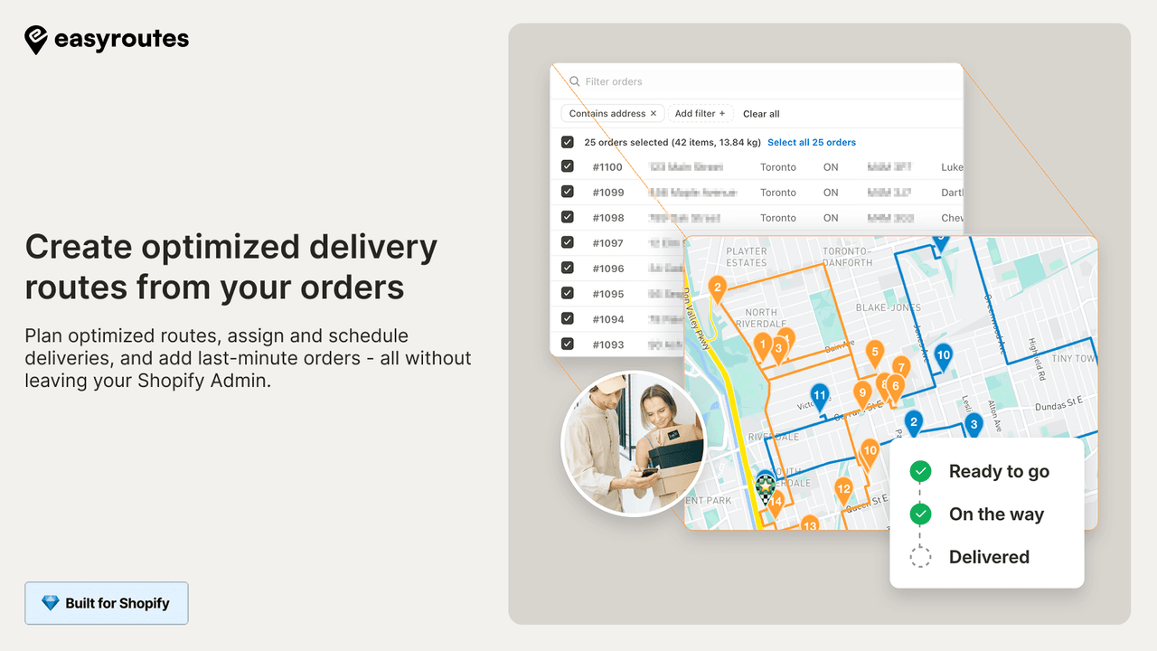 Plan and optimize local delivery routes from your Shopify orders