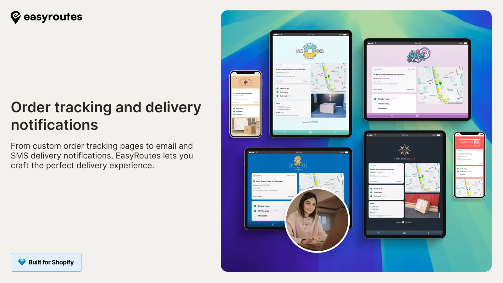 Real-time order tracking pages with delivery map & notifications