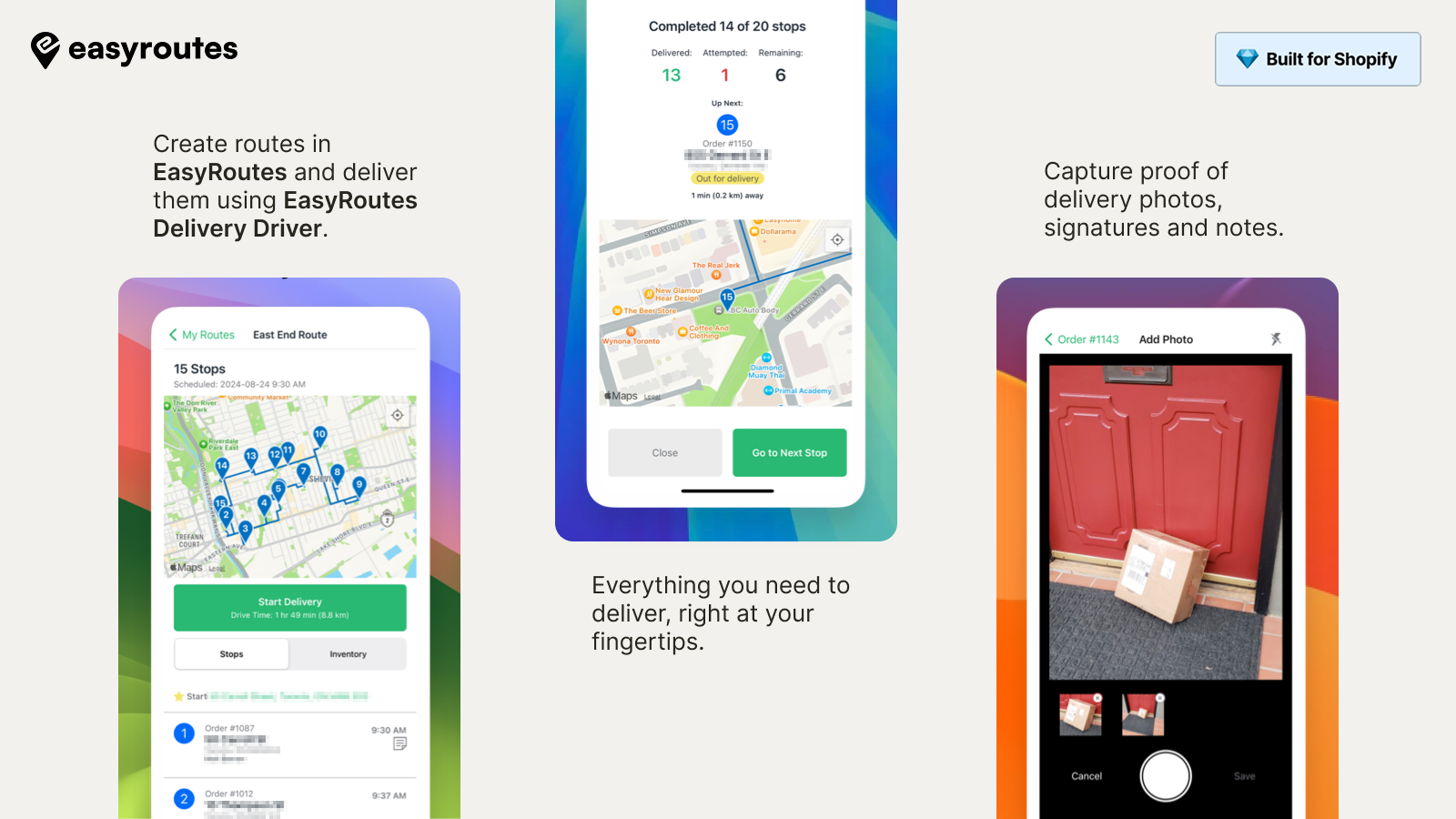 Driver app w/ proof of delivery, navigation & barcode scanning.