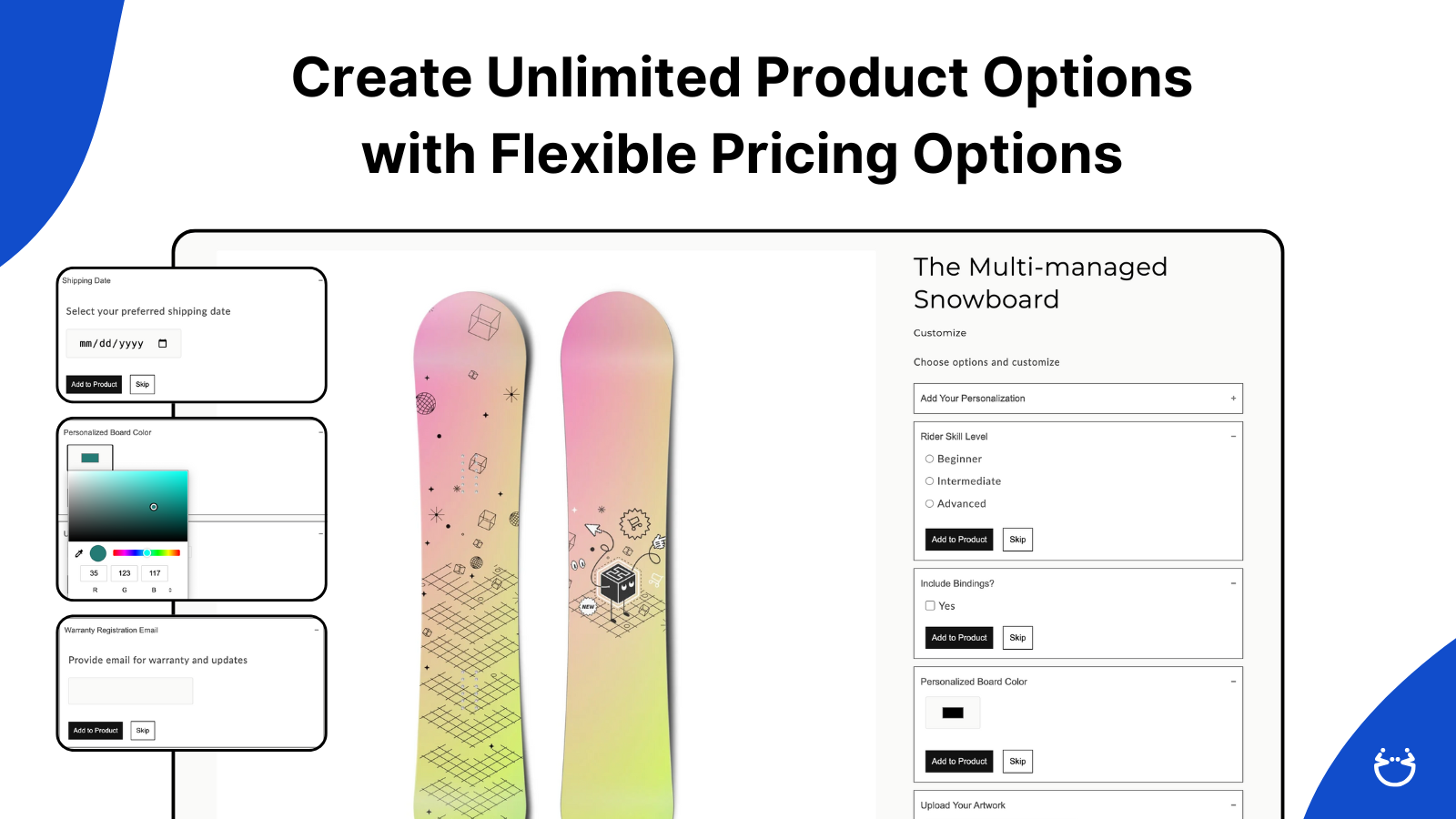 unlimited product options screenshot