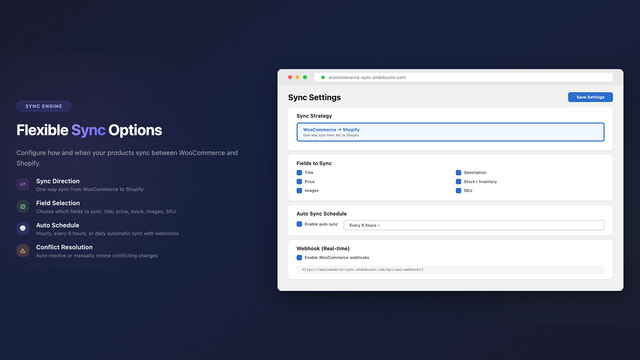 Sync schedule, direction, and conflict resolution setup