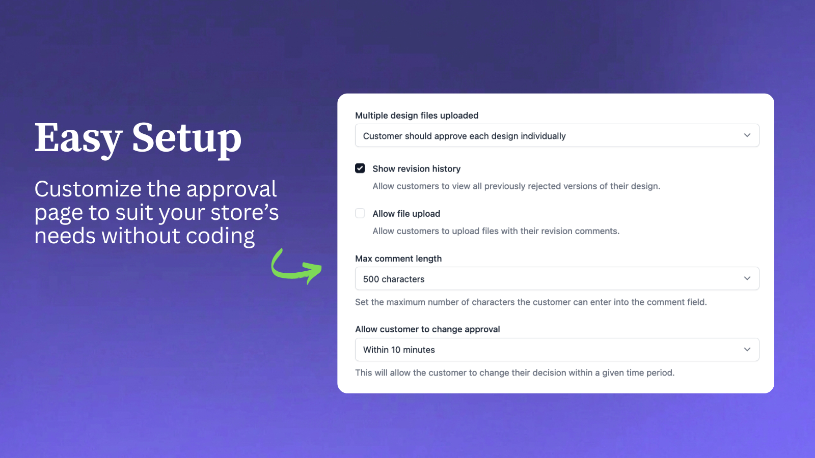 Approval page options