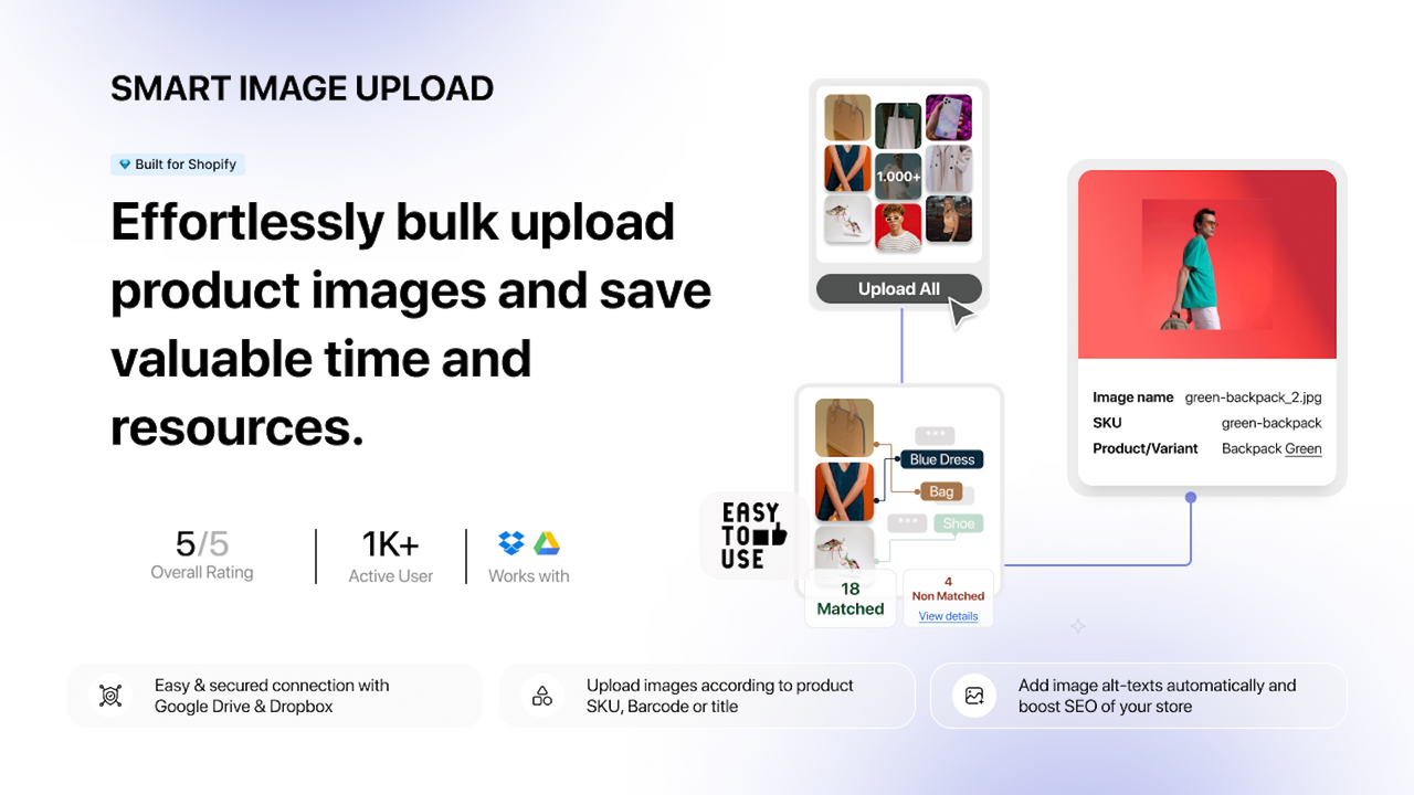 Bulk image upload, Product Images to Shopify Easy Image Uploader