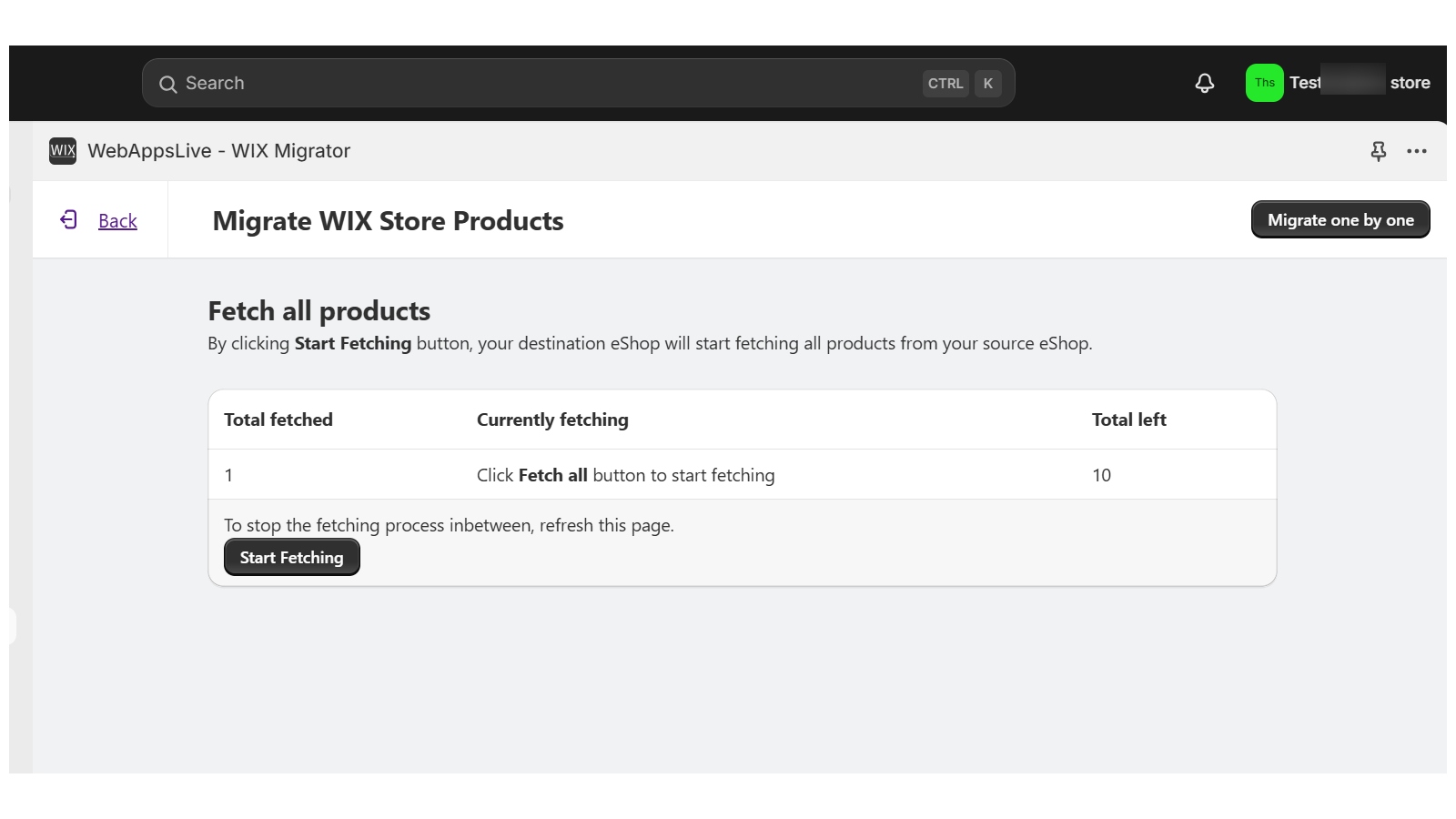 Webappslive - Wix Migrator - Fetch all products