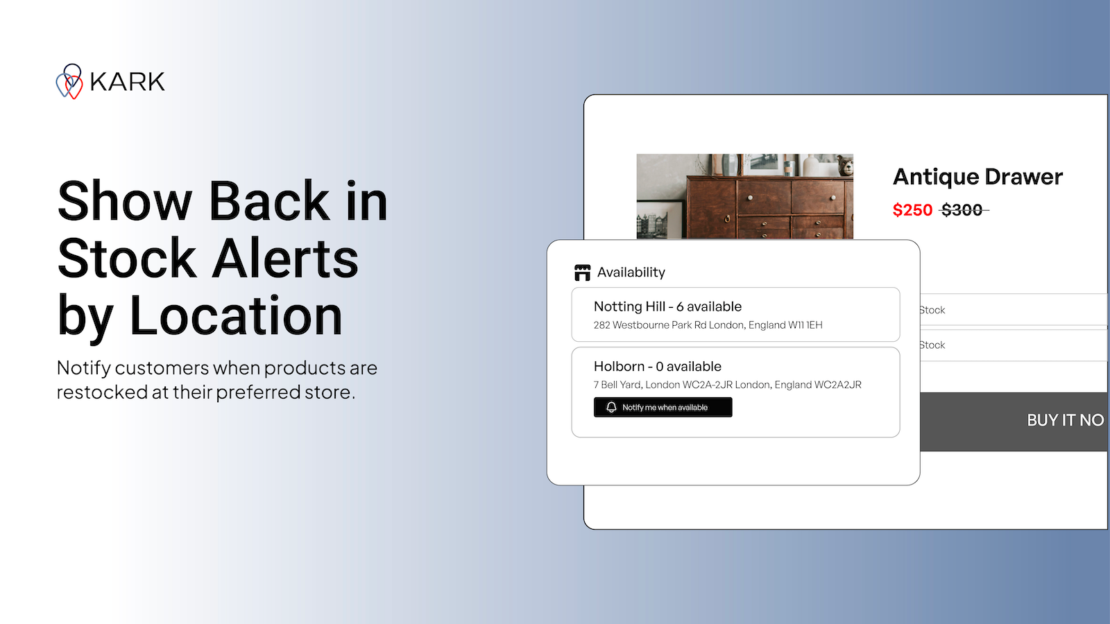 Back in Stock Alerts for a Location