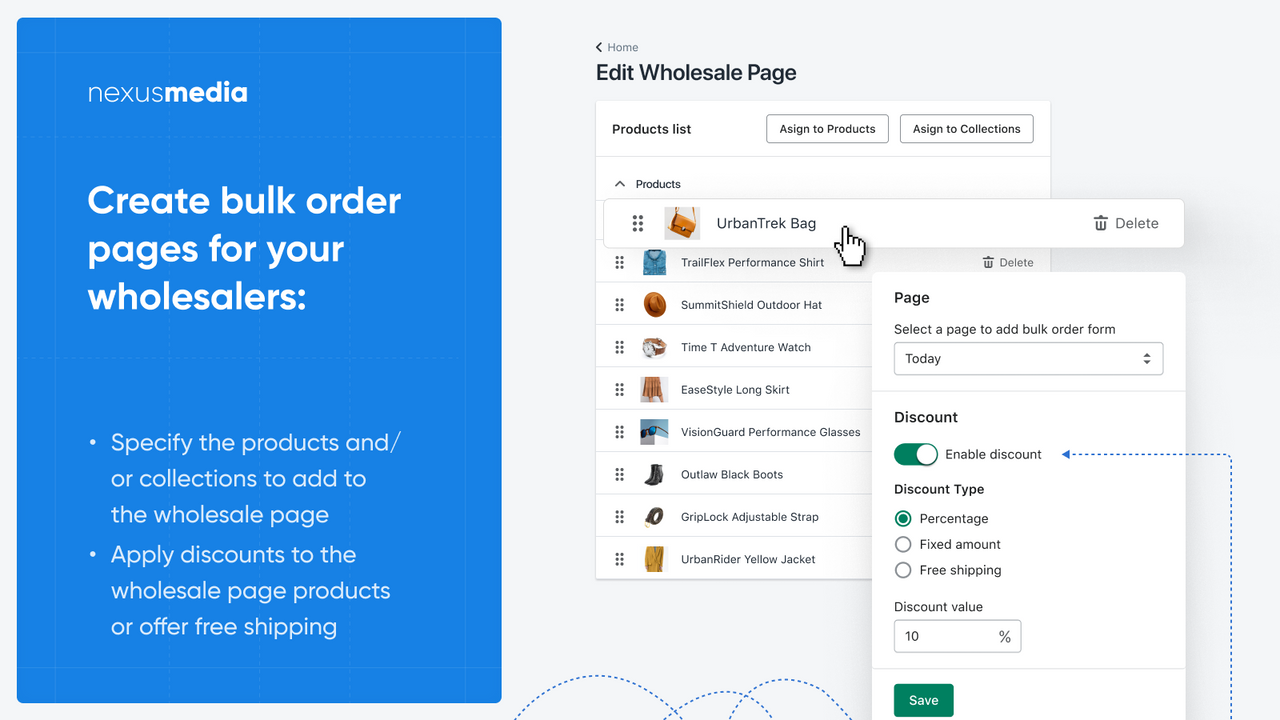 Create bulk order pages for your wholesalers