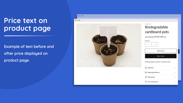 Text before and price displayed on product page