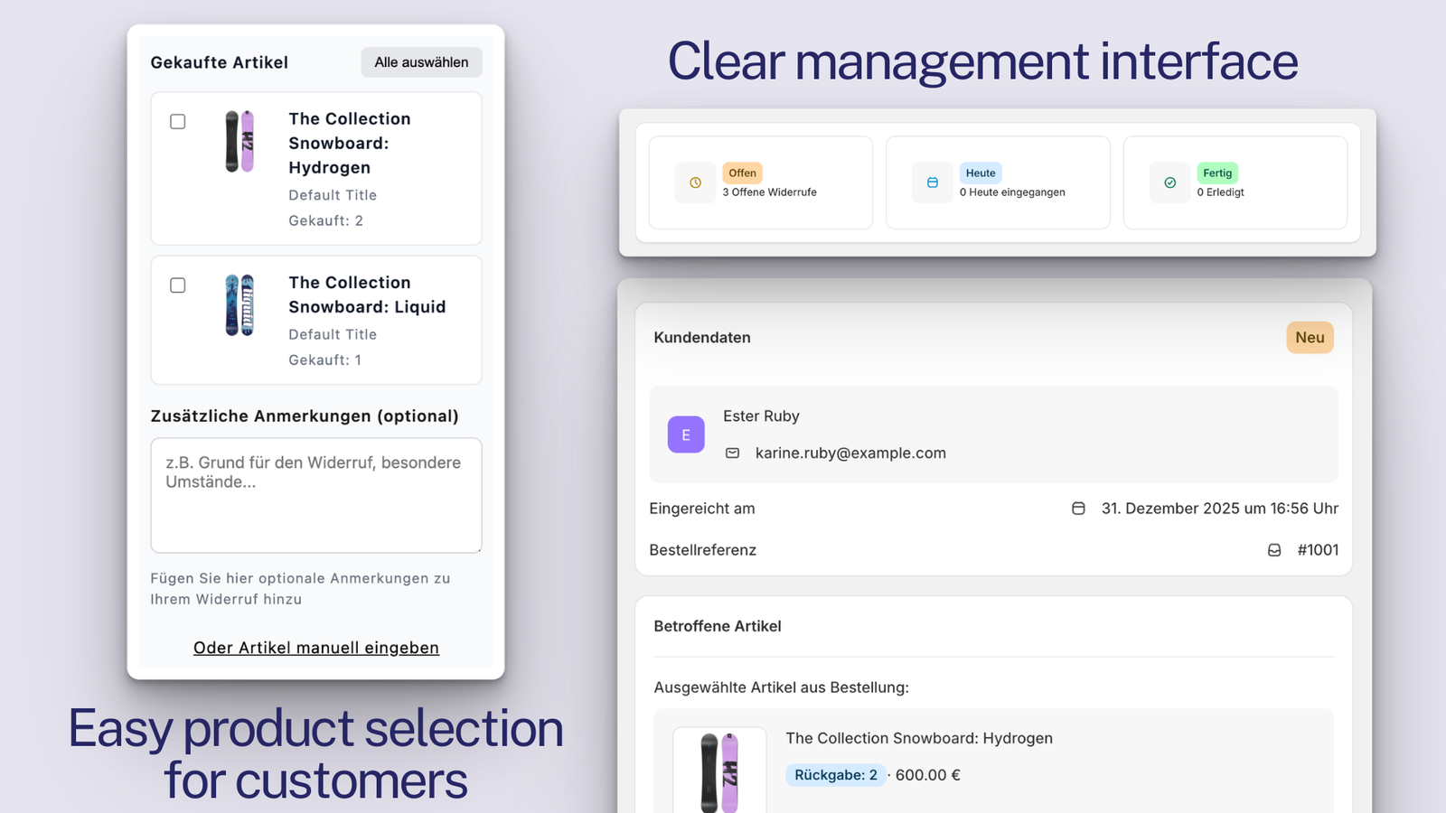 Clean and intuitive user interface