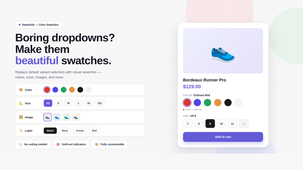 Transform boring dropdowns into eye-catching swatches