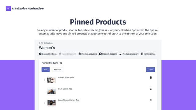 Promote products by pinning them to the top of a collection
