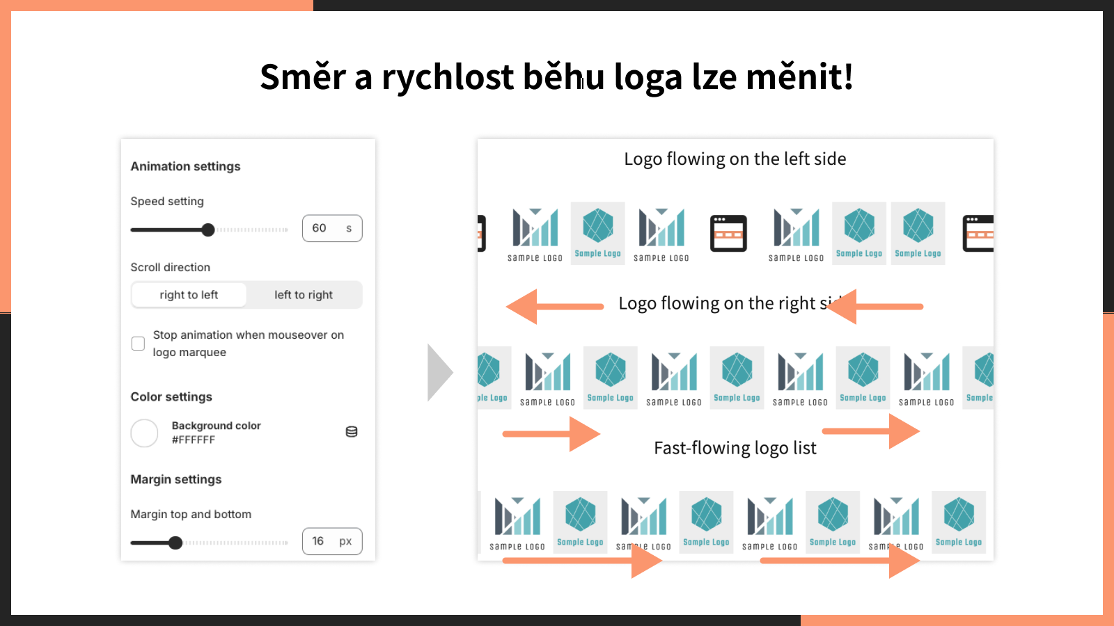 Směr a rychlost běhu loga lze měnit!
