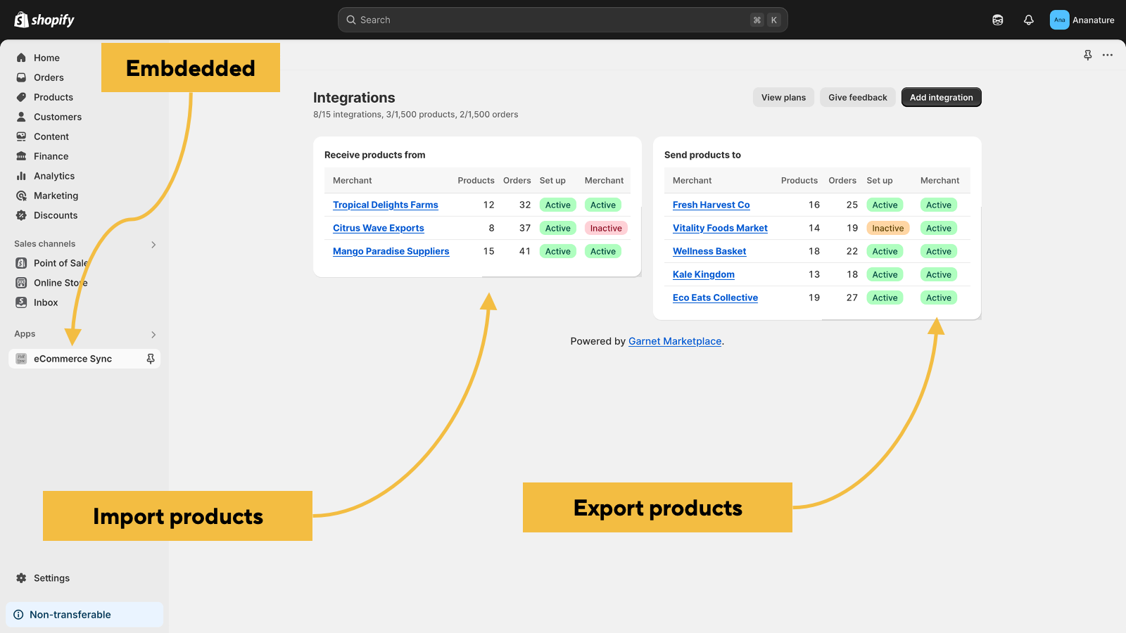 Import export products ecommerce synchronise
