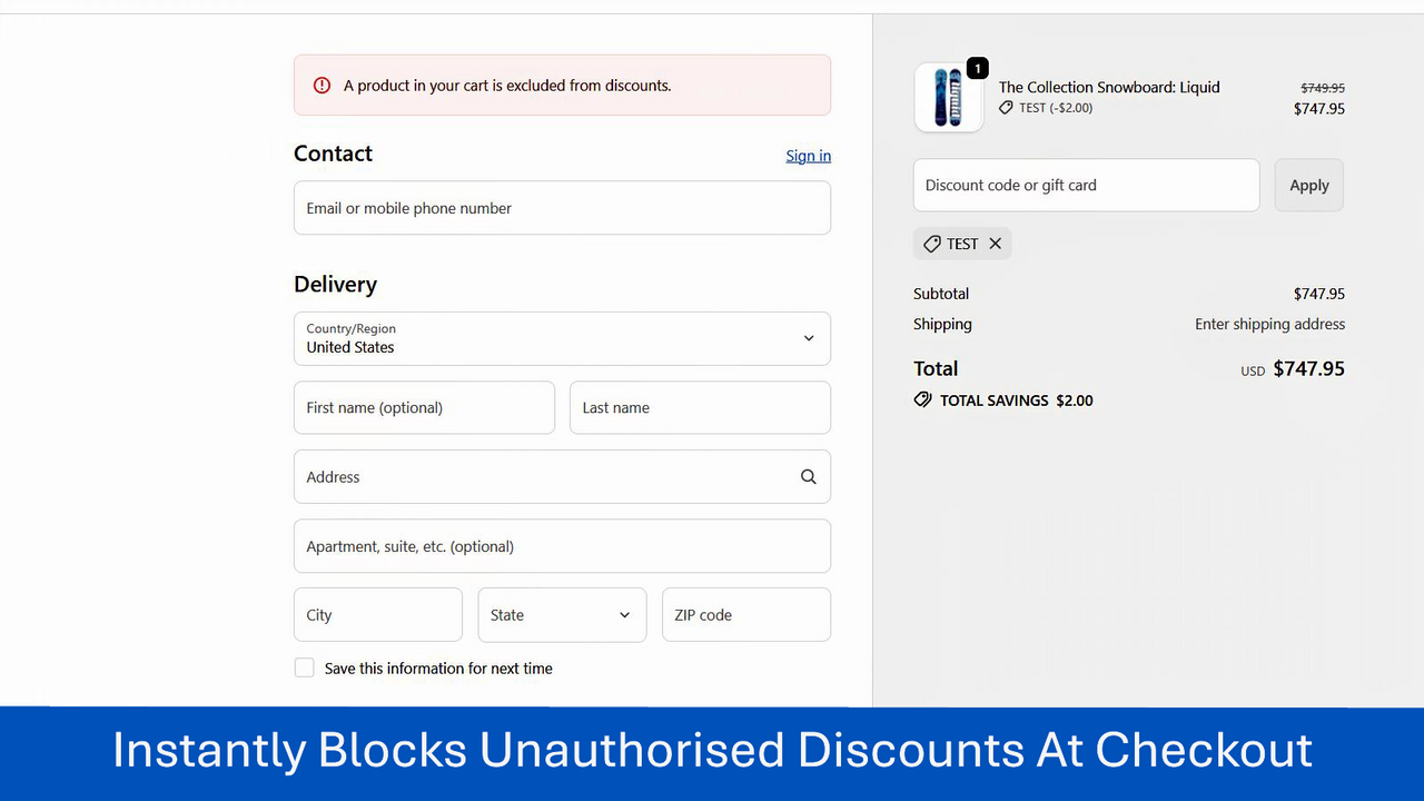 The App prevents Discounts on Protected Products