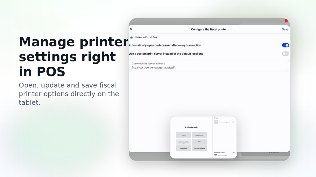Manage printer settings right in POS