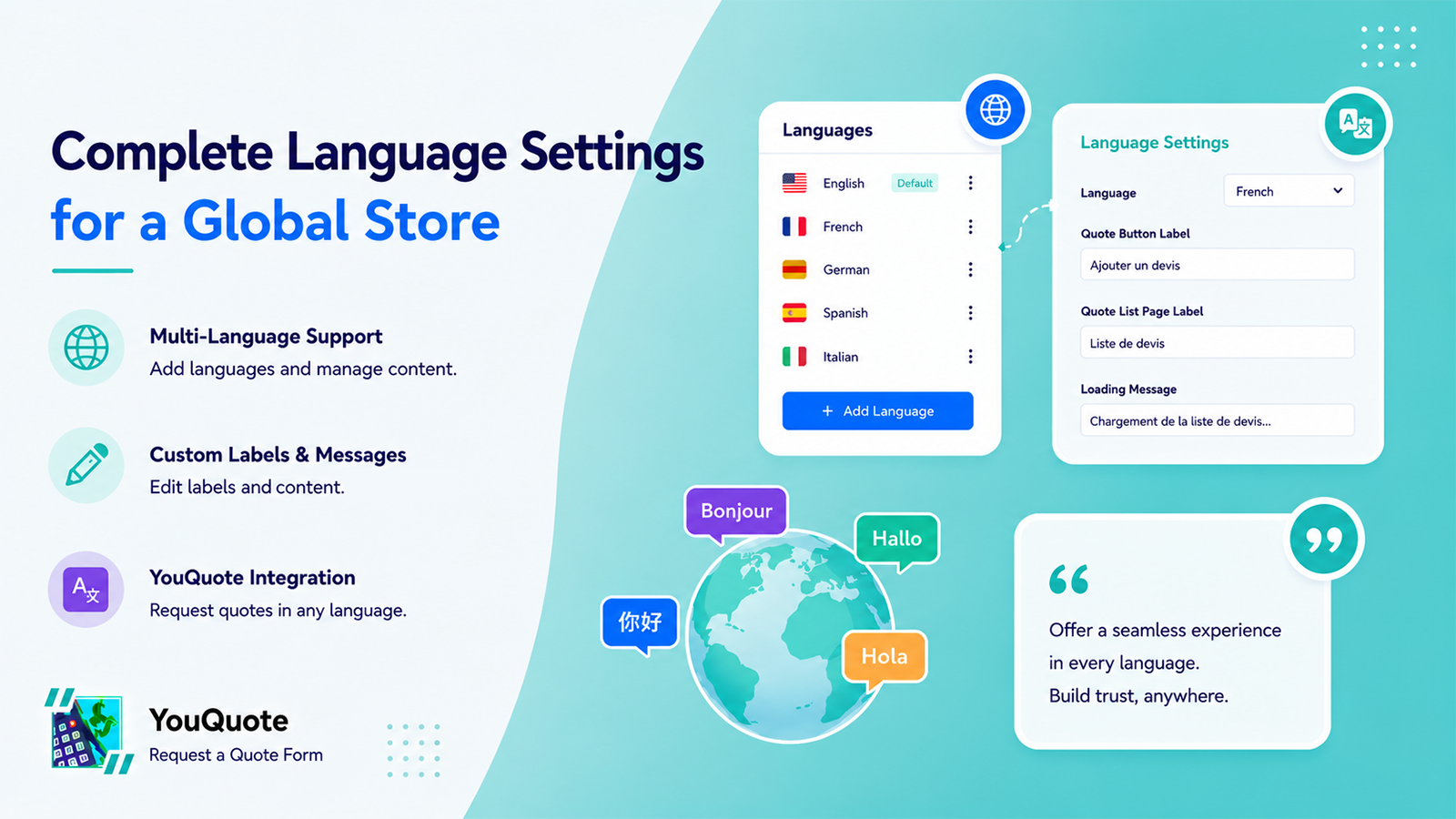support global customers with multilingual quotes