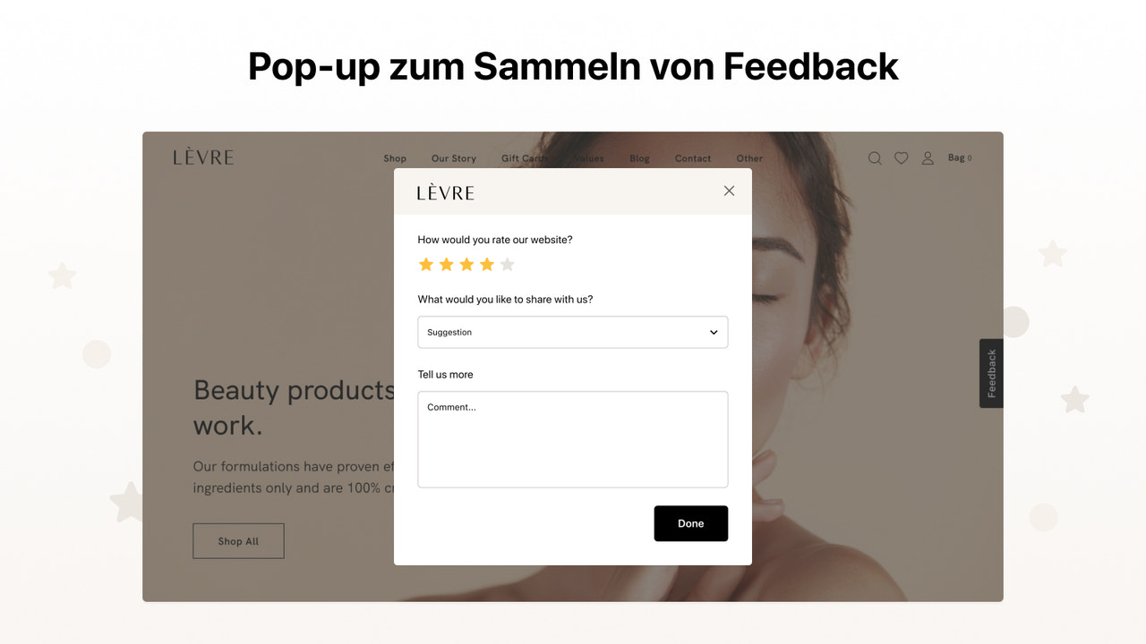 Pop-up zum Sammeln von Feedback