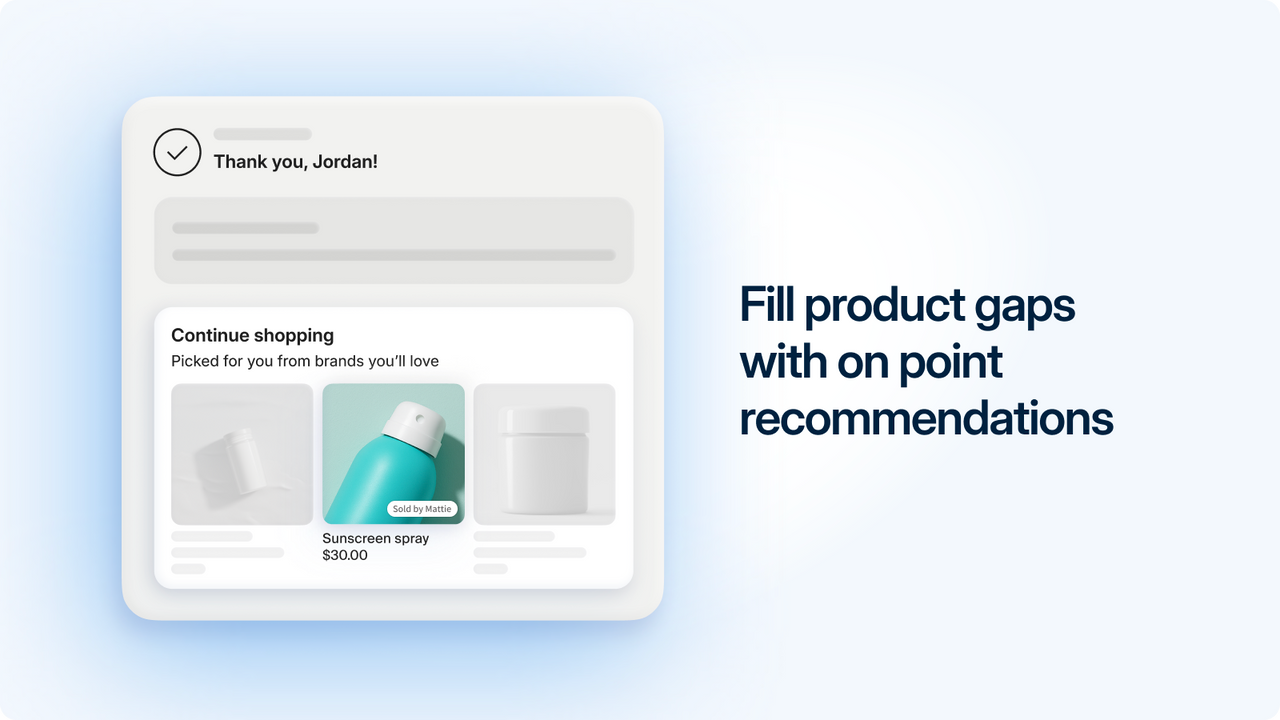 Image showing recommendations on the thank you page