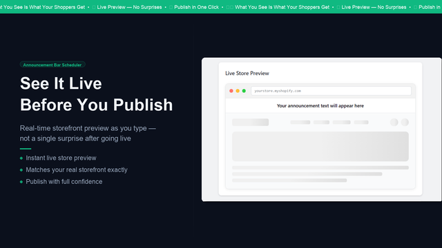 Preview announcements in real time before publishing