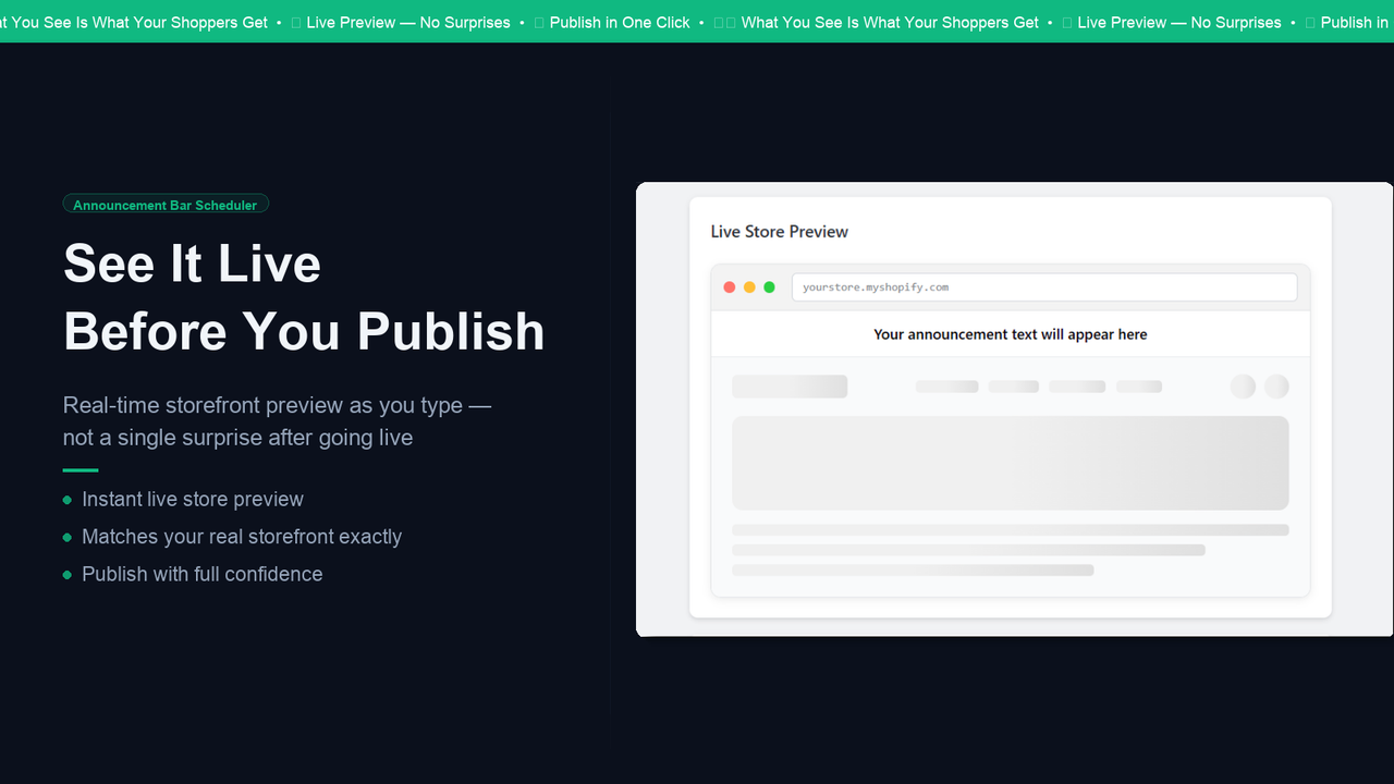 Preview announcements in real time before publishing