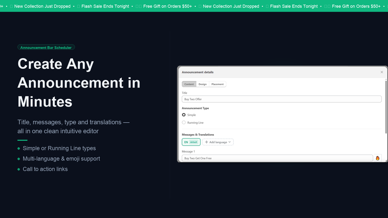 Make changes to your store announcements instantly