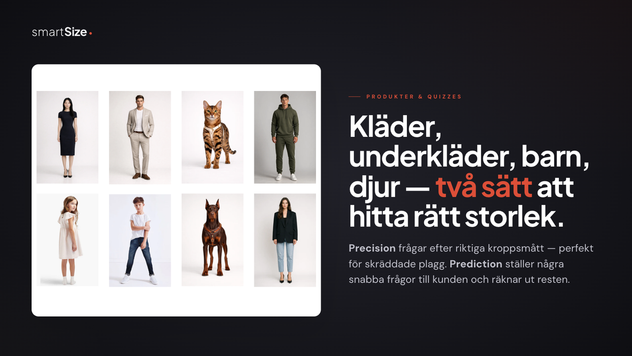 Shopify storleksguide och fit finder för kläder, kids, djur