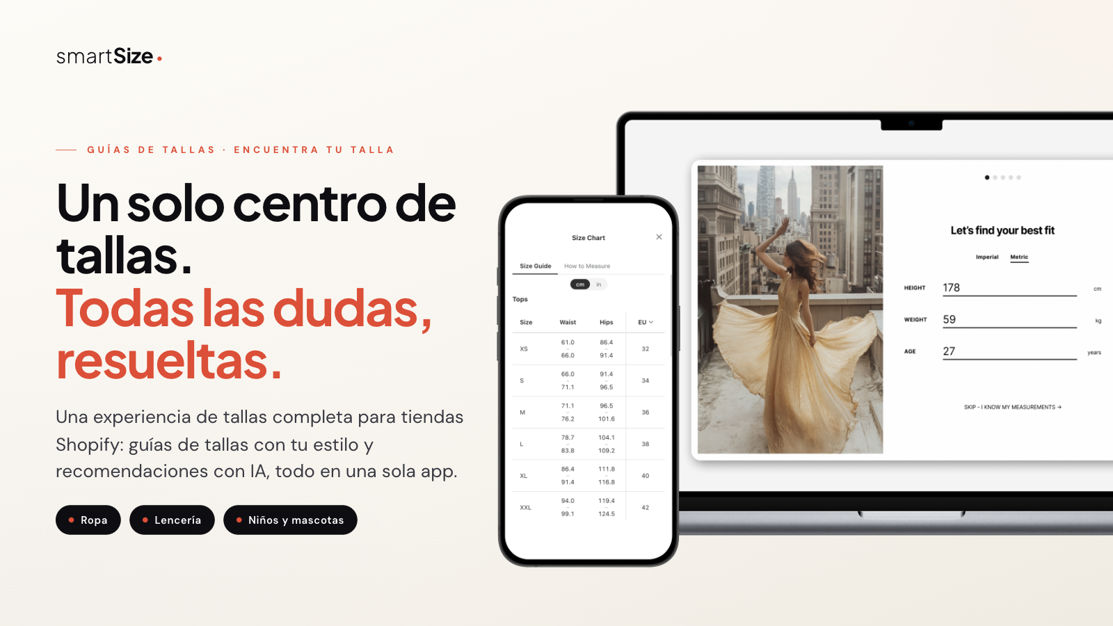 Guía de tallas y fit finder Shopify en una sola app