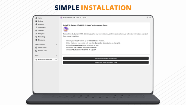 BL Custom HTML CSS JavaScript Code Embed - Simple Installation