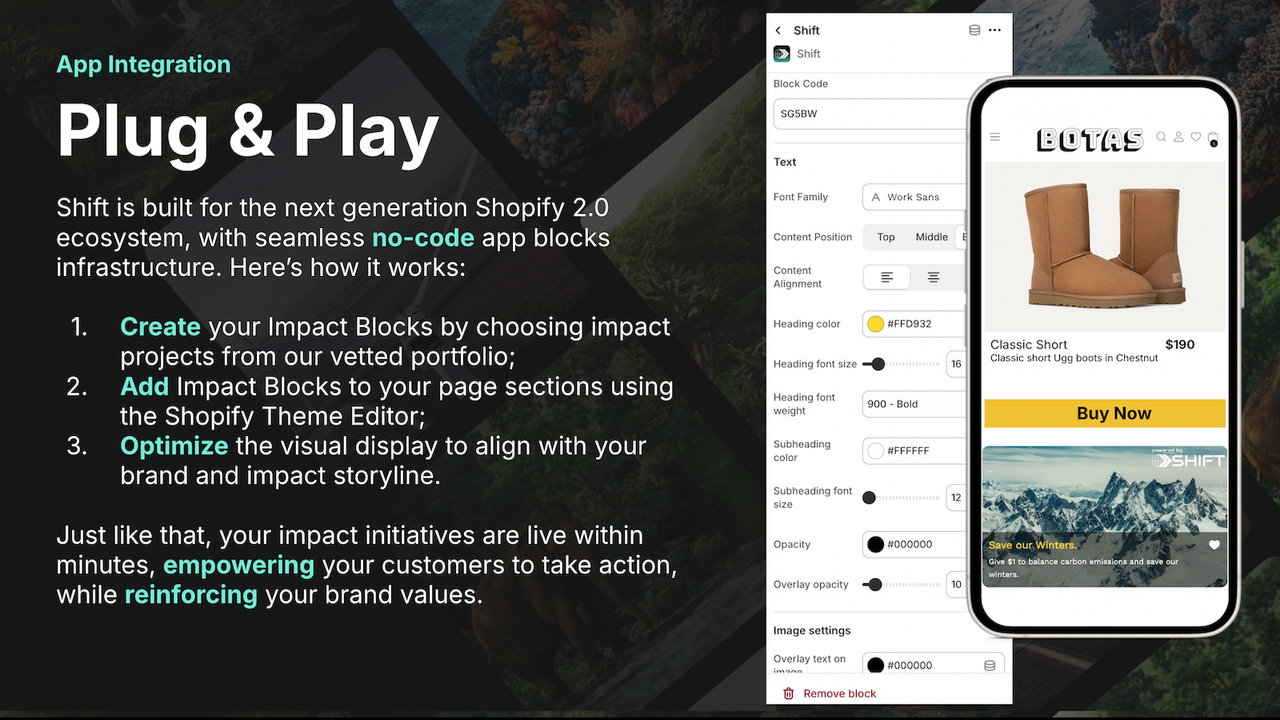 Plug & Play seamless no-code integration with Shift