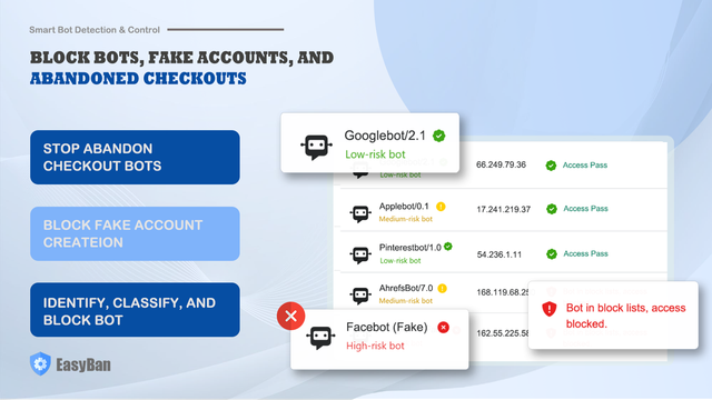 Block Crawler, fake accounts, and abandon checkouts