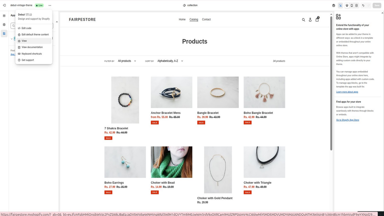Live storefront collection page with hover slideshow active