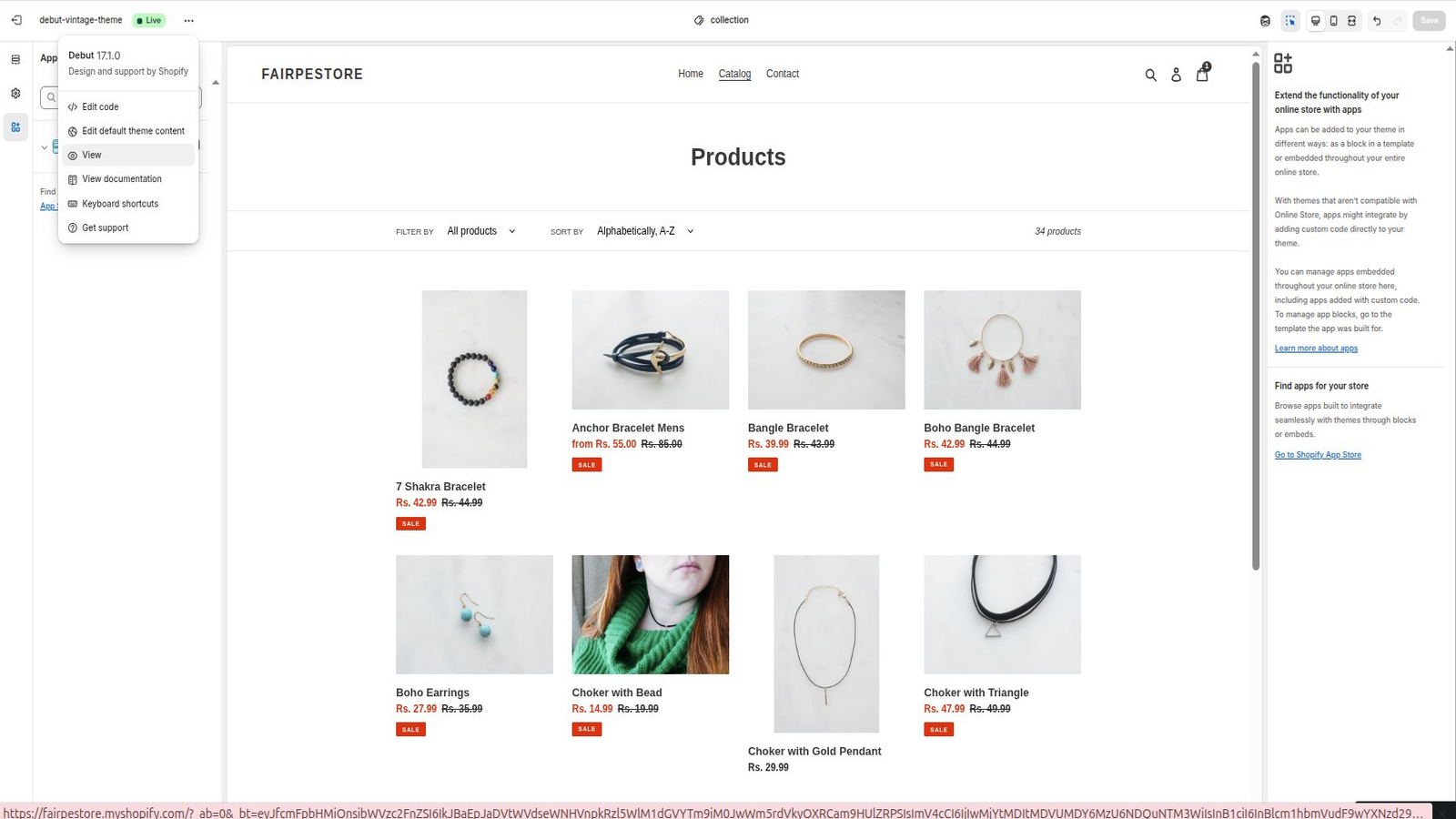 Live storefront collection page with hover slideshow active