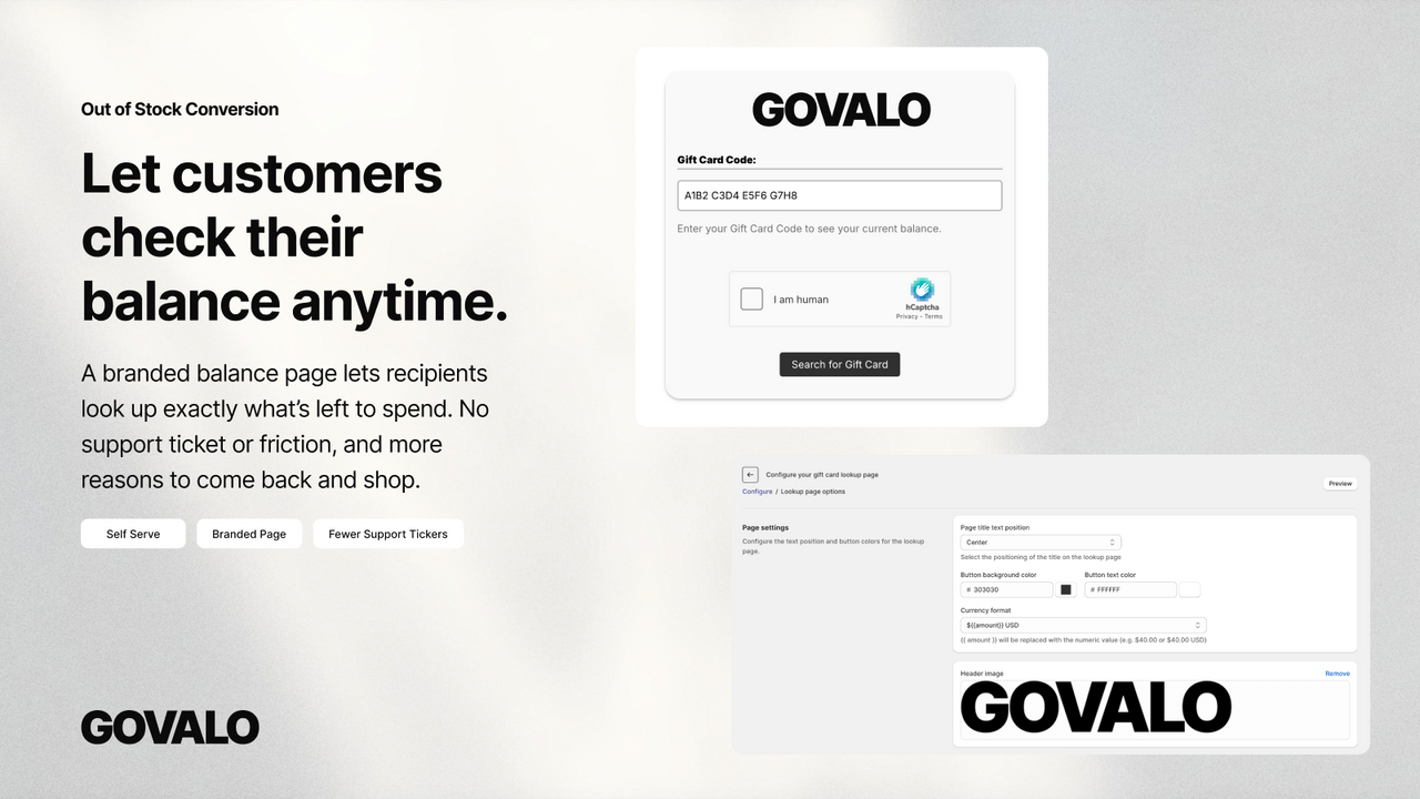 Gift Card balance lookup page
