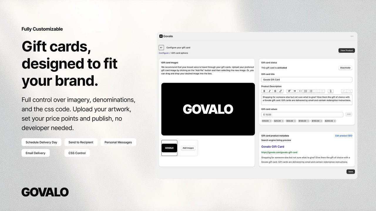 Custom designed gift cards css