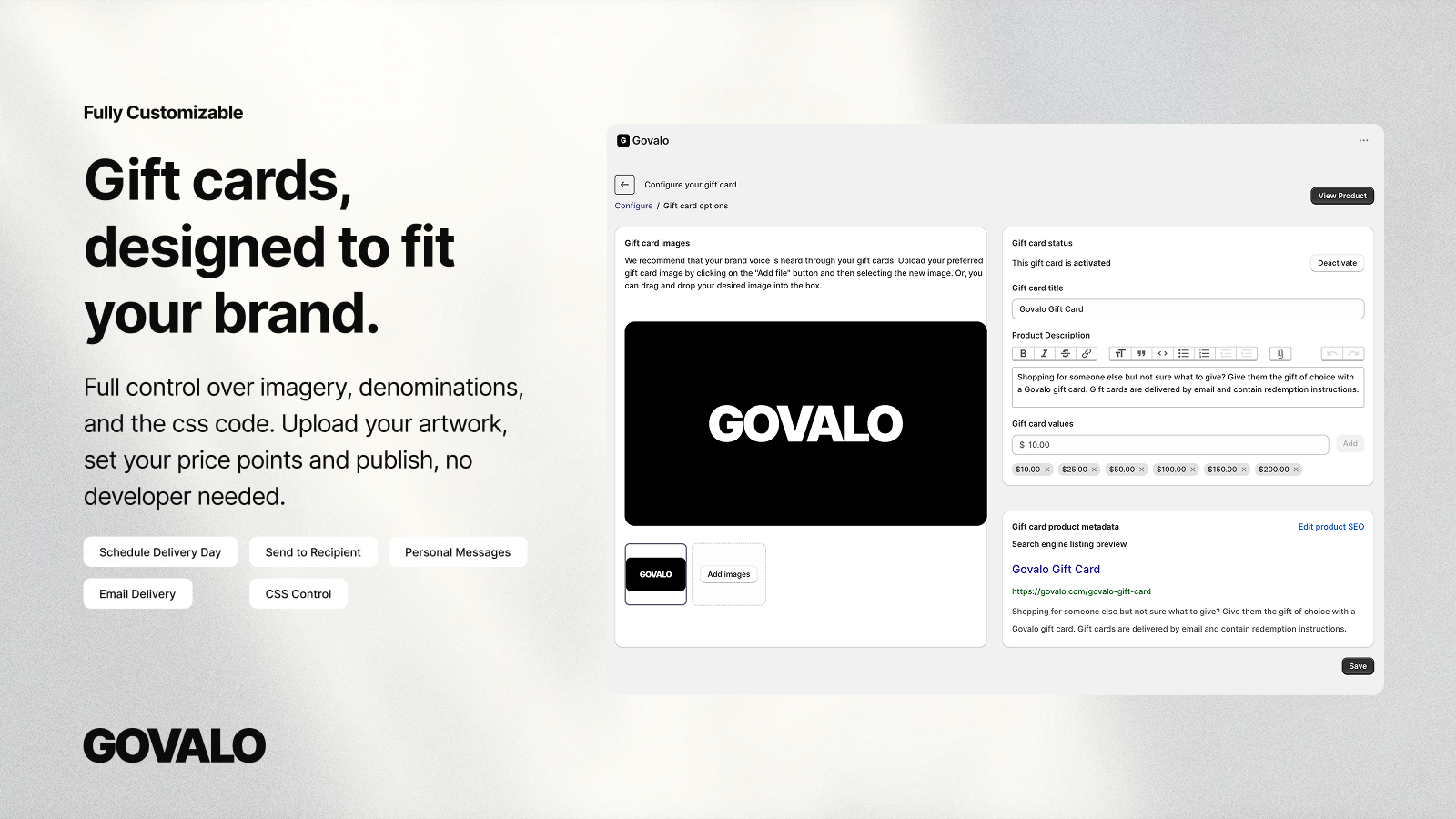 Custom designed gift cards css