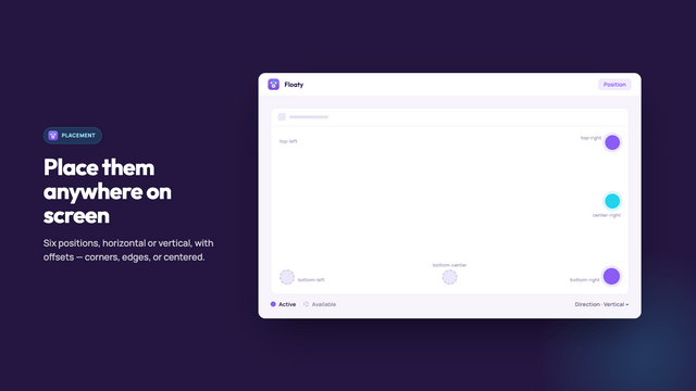 Floating contact icons displayed on an online store