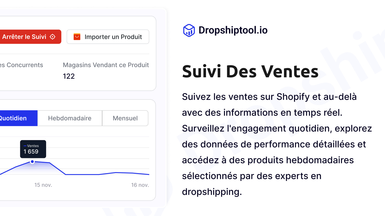 Suivez les ventes de tous les produits et de la boutique Shopify