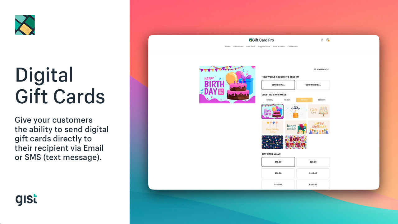 Your customers will love how simple it is to send  Gift Cards!
