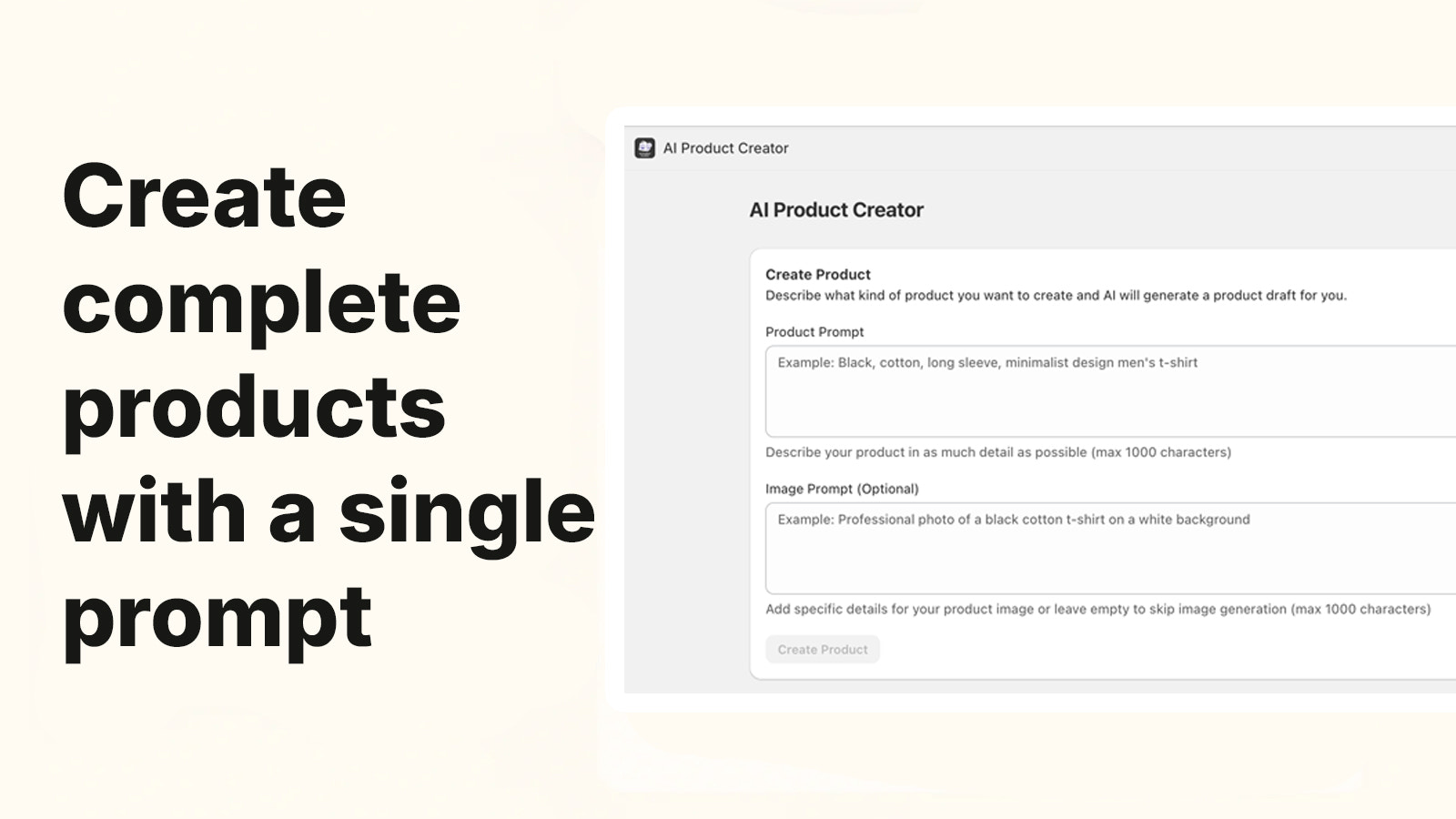 Product tag, options & variant suggestion panel powered by AI