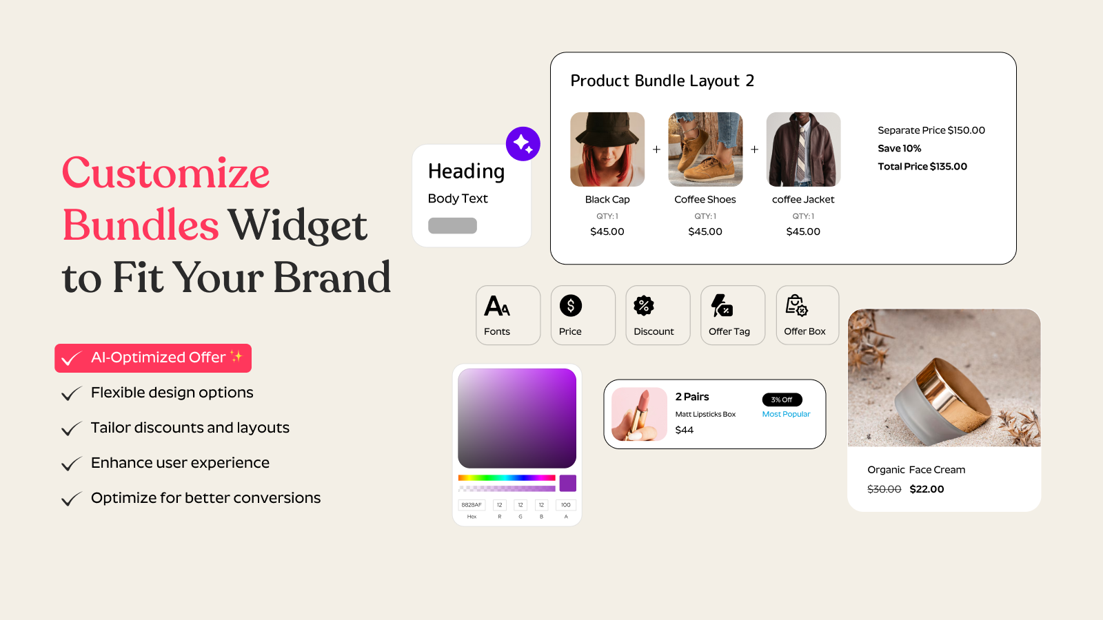 Customize the bundles widget to fit your Shopify theme