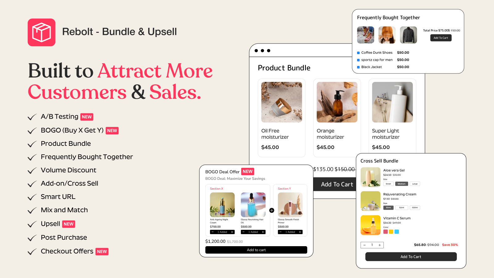 Shopify bundles, Upsells & BOGO app to boost AOV and sales.
