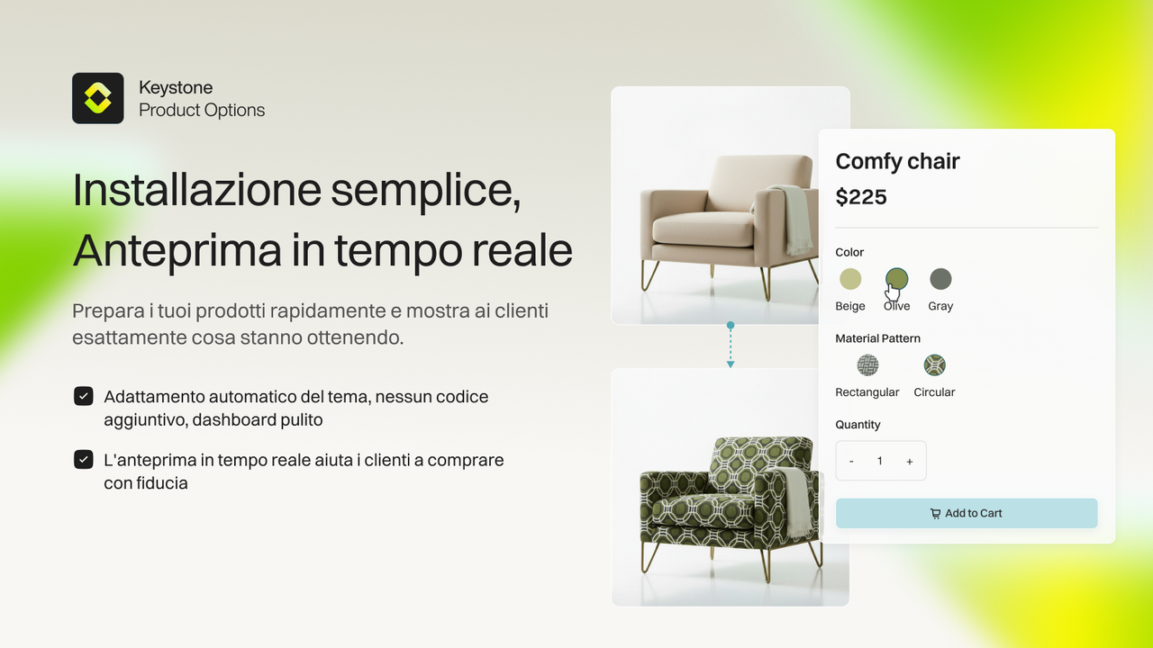 Stile automatico tema e aggiornamenti prodotto live